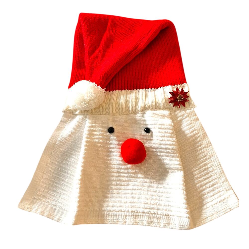 Knit Santa Hat Hanging Hand Towel Decorative Christmas Gift  Kitchen Bathroom